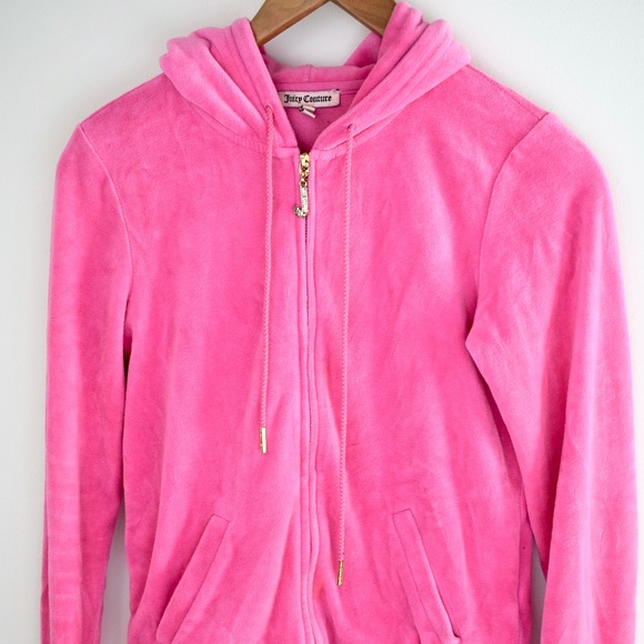 pink velour zip hoodie